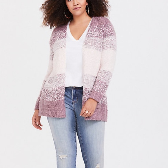 torrid Sweaters - TORRID PLUS 2 2X COZY PINK OMBRE CARDIGAN SWEATER